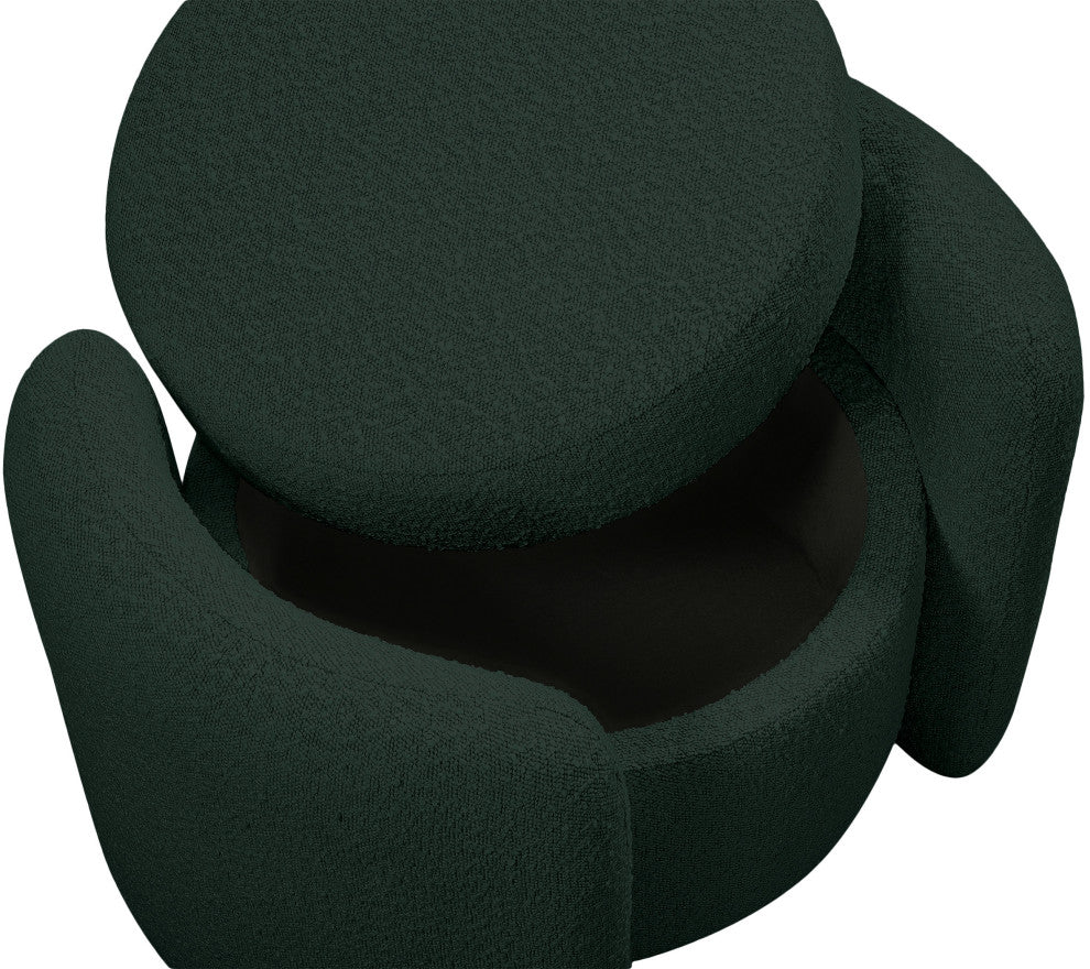 Horizon Boucle Fabric Upholstered Ottoman, Green
