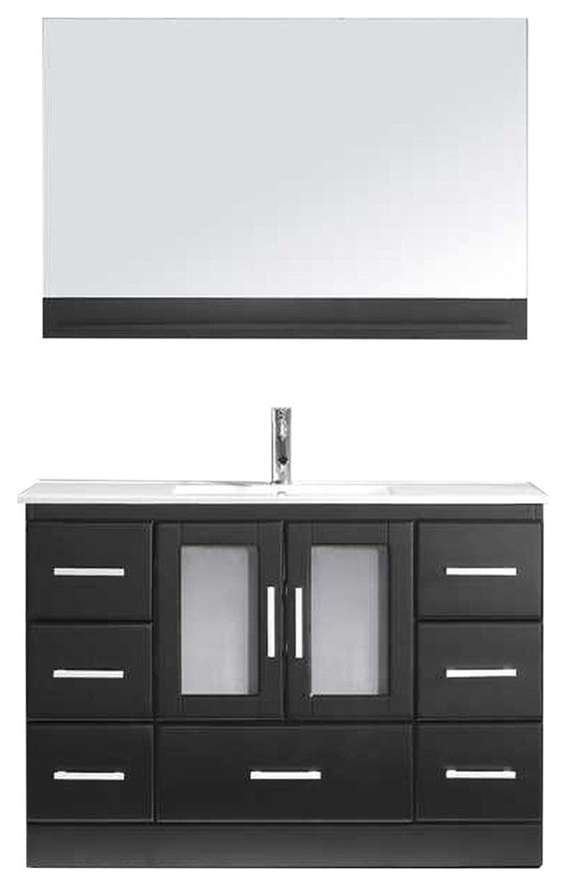 Zola 48" Single Bathroom Vanity Set, Espresso, White Ceramic Countertop