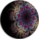 Brown And Blue Soft Fractal Flower, Modern Floral Round Wall Art, 23"