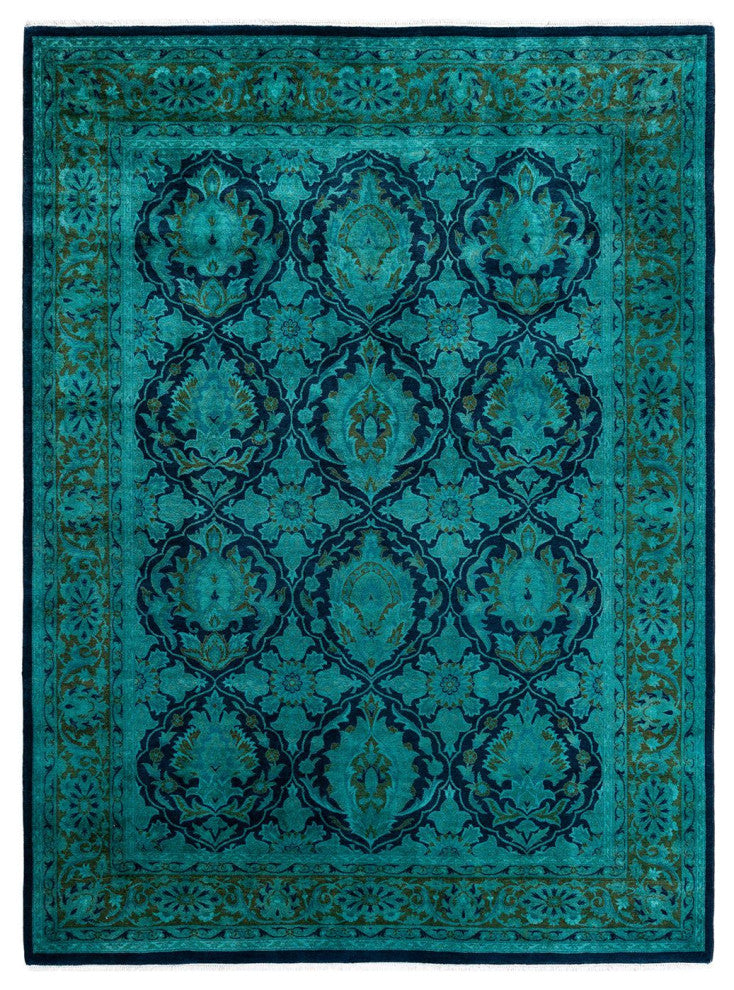 Overdyed, One-of-a-Kind Hand-Knotted Area Rug Blue, 6'2"x8'4"