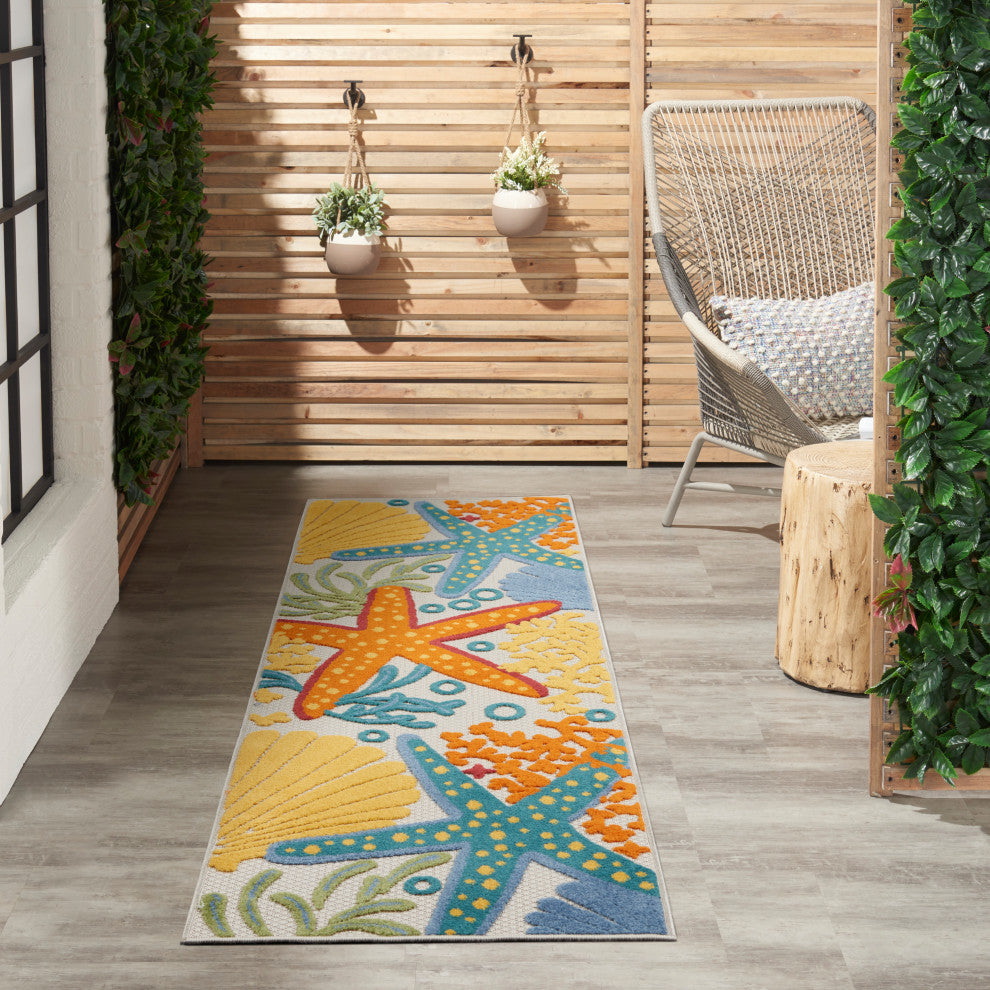 Nourison Aloha 2' x 6' Multicolor Coastal, Nautical & Beach Area Rug