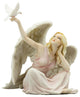 Angel Sitting With Dove On Right Hand, Light Color, Statue