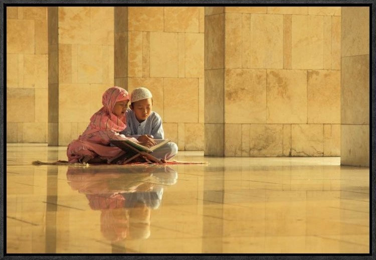 "Learning" Framed Canvas Giclee by Hedianto Hs, 23x16"