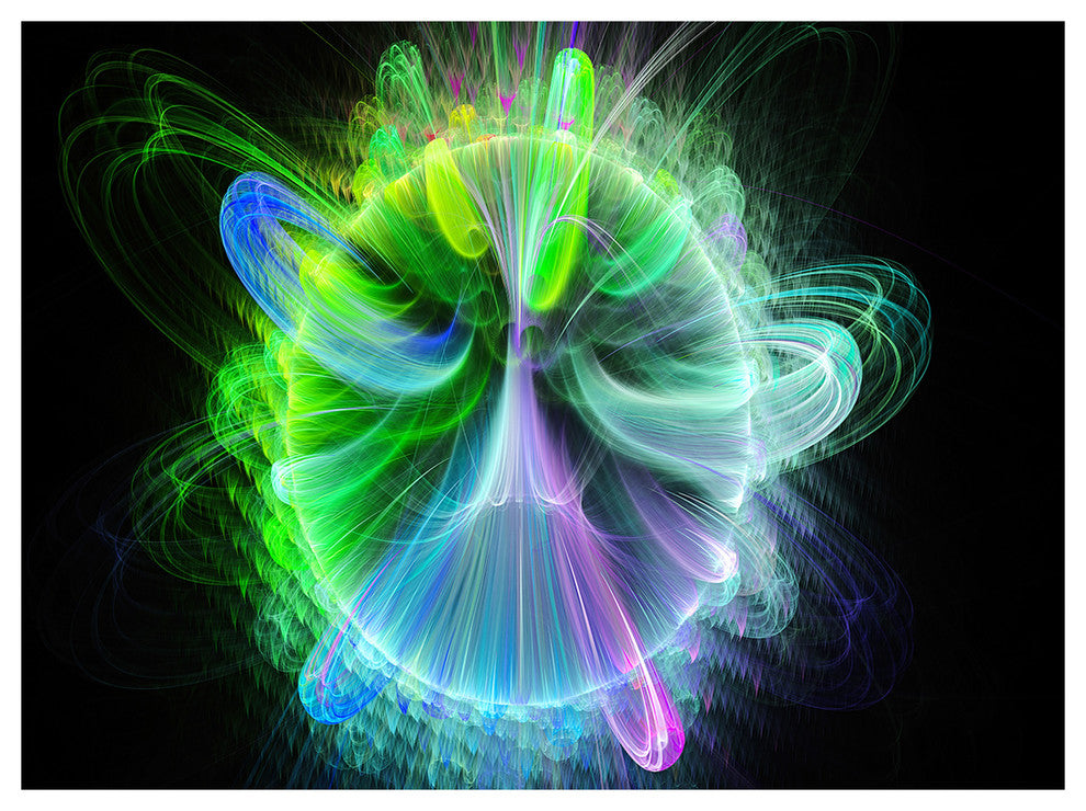 Bright Blue Fractal Vortices of Energy, Floral Canvas Art Print, 40"x30"