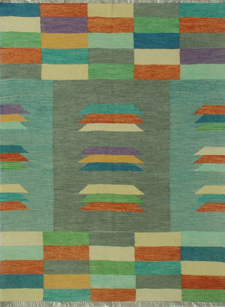 Winchester Kilim Safiye Gray/Orange Rug, 5'0x6'6