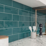 4"x12" Glass Subway Collection, Dark Teal
