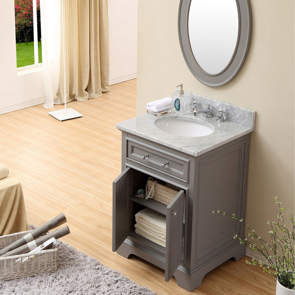 Derby Cashmere Bathroom Vanity, 24" Wide, No Mirror, No Faucet