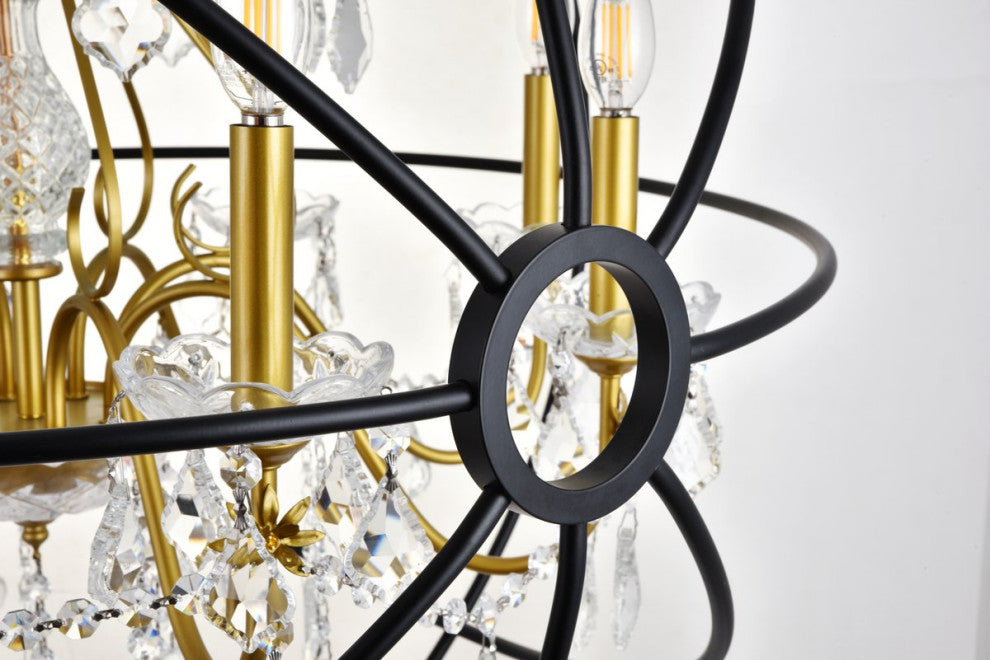 Cory 8-Light Black and Gold Crystal Pendant