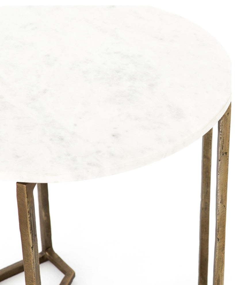 Naomi Marble End Table-Raw Brass