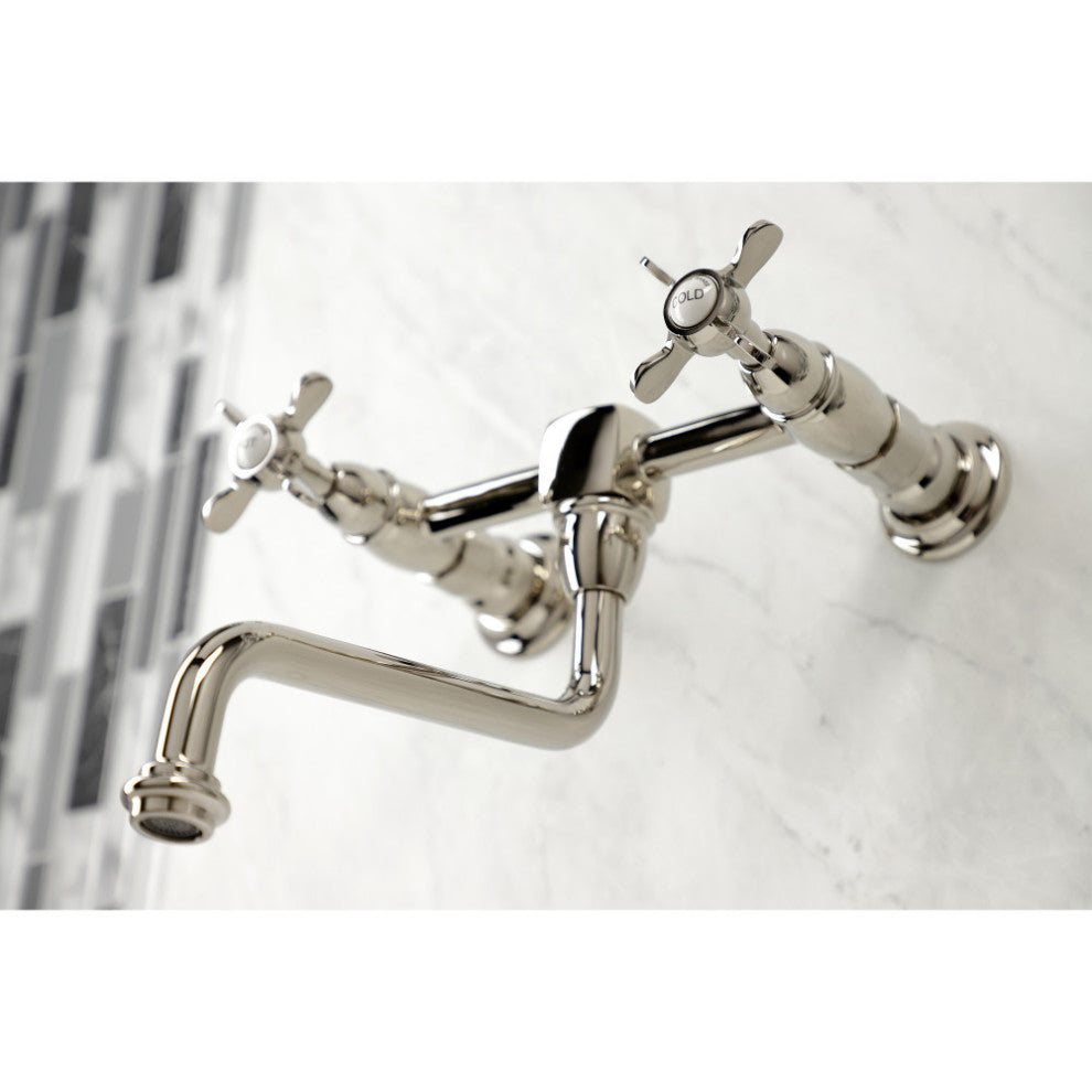 Kingston Brass KS1216BEX Essex Wall Mount Bathroom Faucet, Polished Nickel