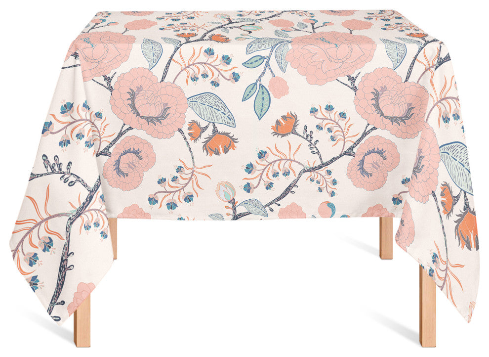 Pink Navy Floral 58x58 Tablecloth