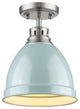 Duncan Flush Mount, Pewter With Seafoam Shade
