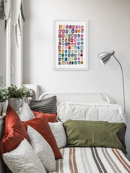 "Rainbow Homes" Framed Painting Print, 20"x30"