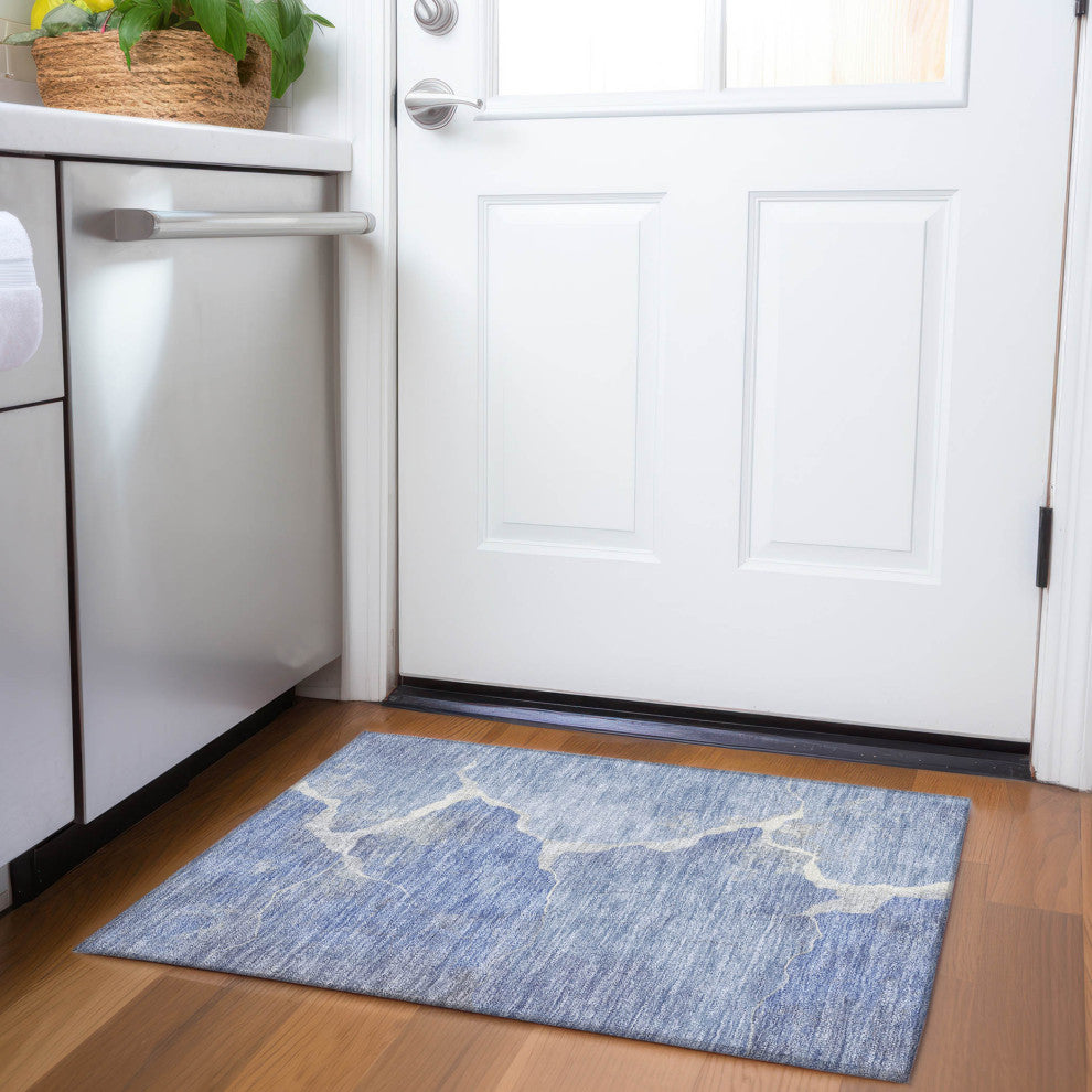 Machine Washable Indoor/Outdoor Chantille ACN1889 Denim 1'8" x 2'6" Rug
