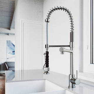 VIGO Zurich 27" H Single Handle Pull-Down Sprayer Kitchen Faucet, Stainless Steel, Without Extras