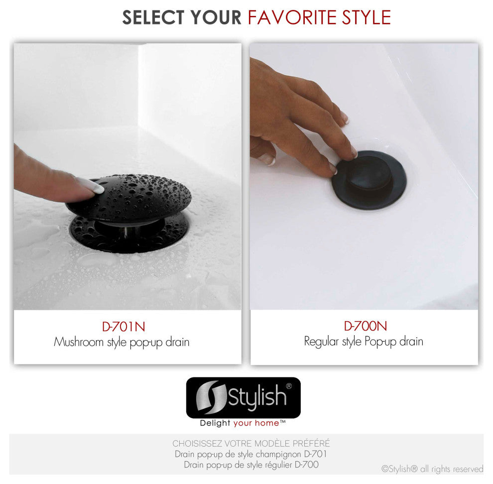 STYLISH Black Matte Pop-Up Bathroom Sink with Overflow Set of Two