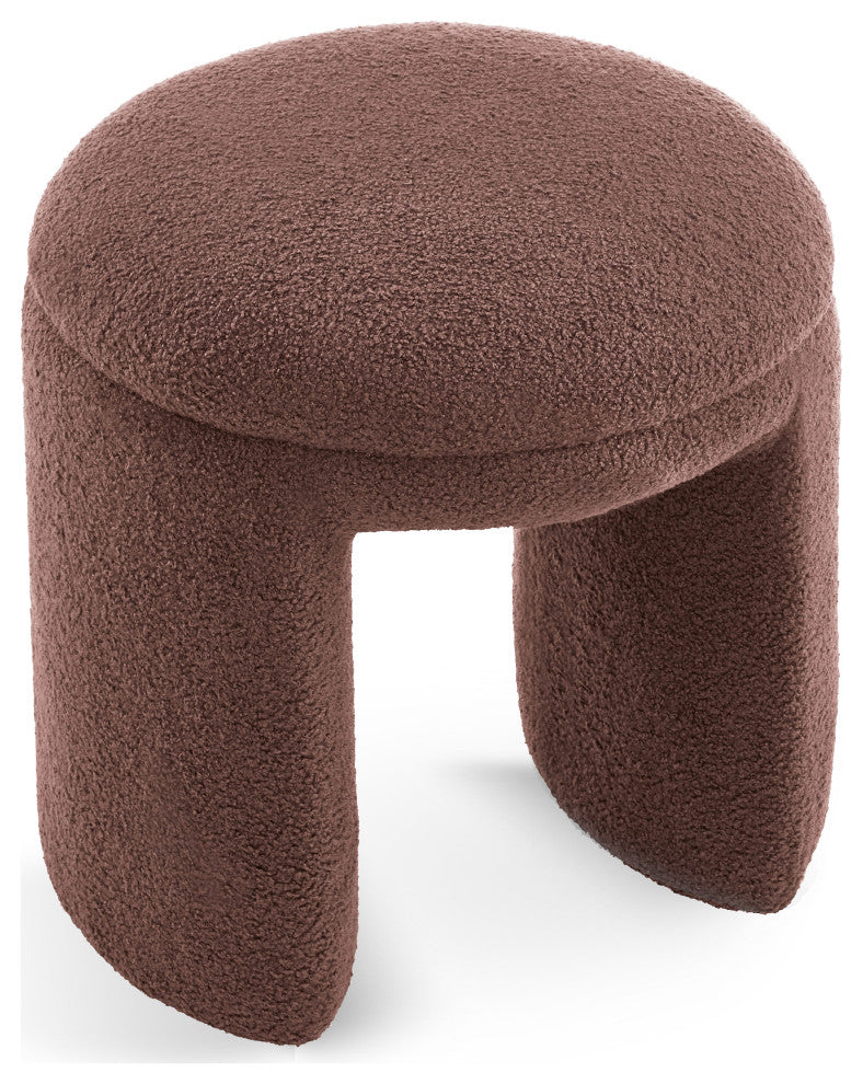 Bowen Faux Shearling Teddy Fabric Ottoman/Stool, Brown