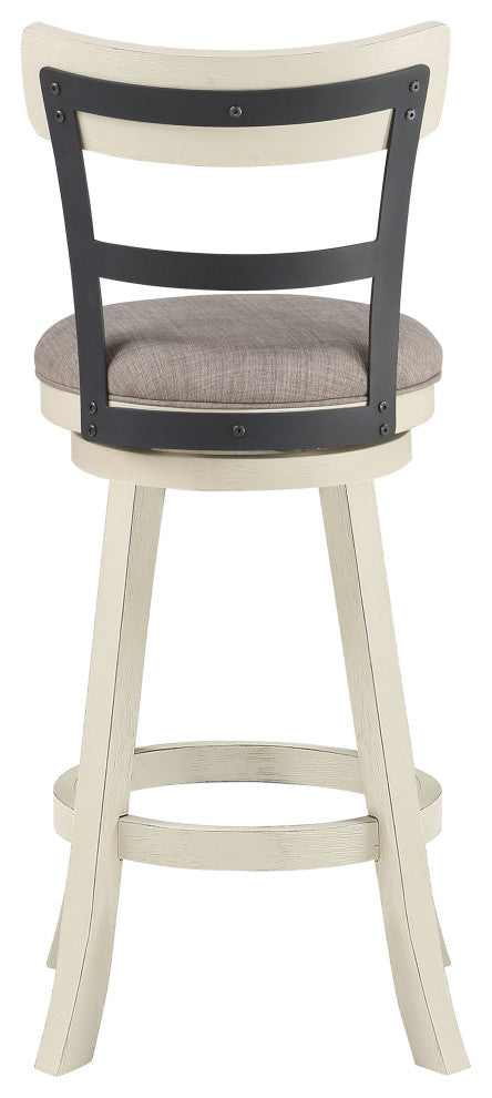 Riverside White High Back Wood and Metal Bar Stool, 42.5 in.