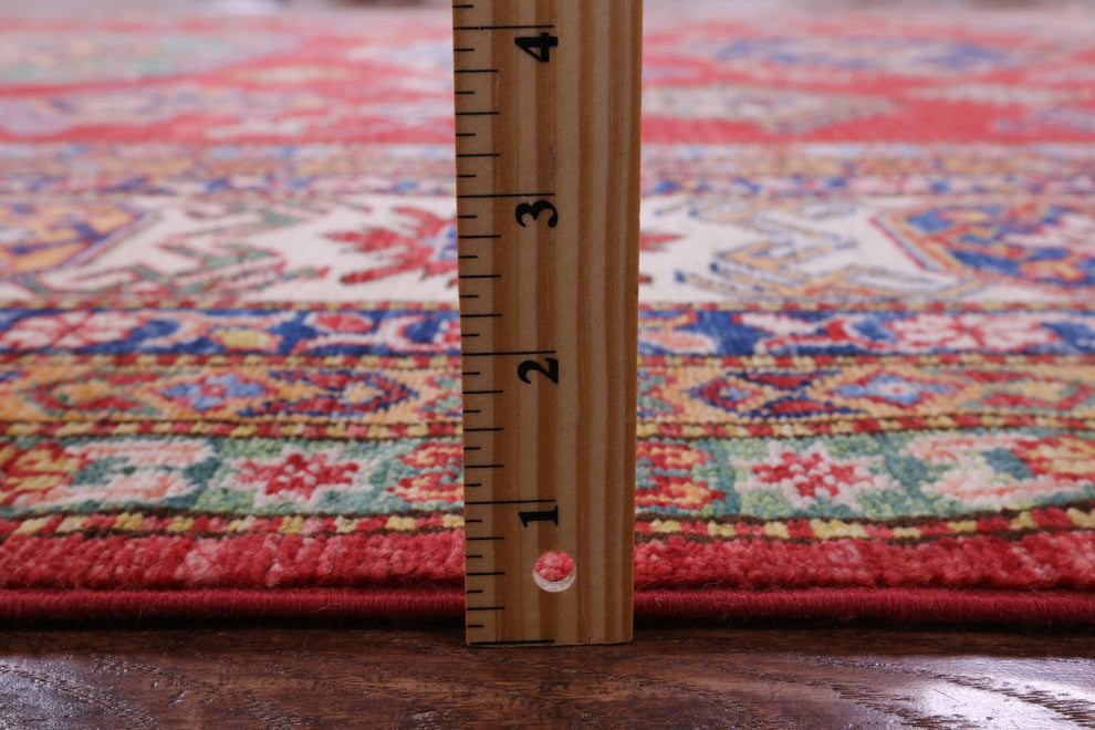 8' 10" X 12' 7" Super Kazak Geometric Handmade Wool Rug Q9523