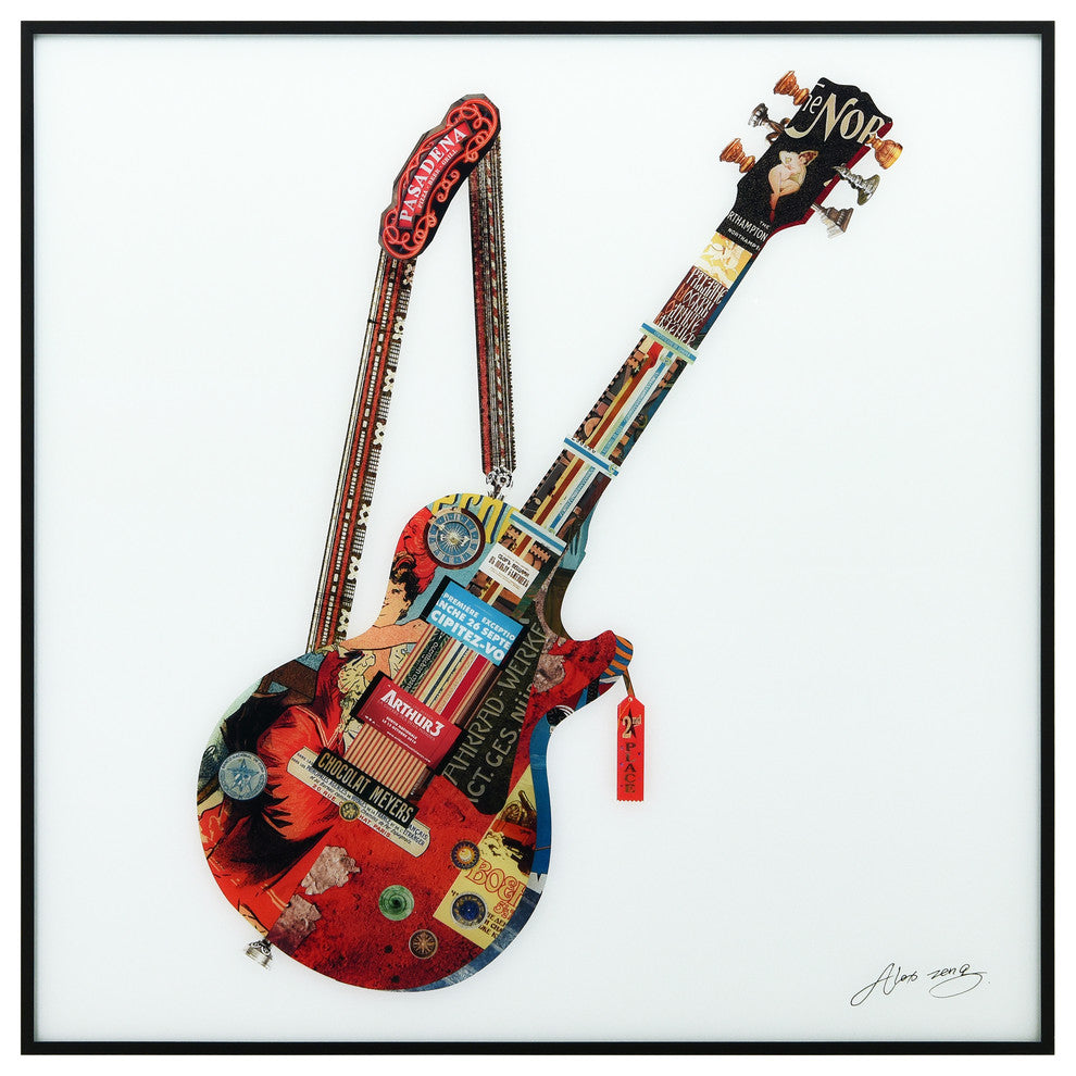 "Electric Guitar" Printed Wall Art With Black Anodized Aluminum Frame