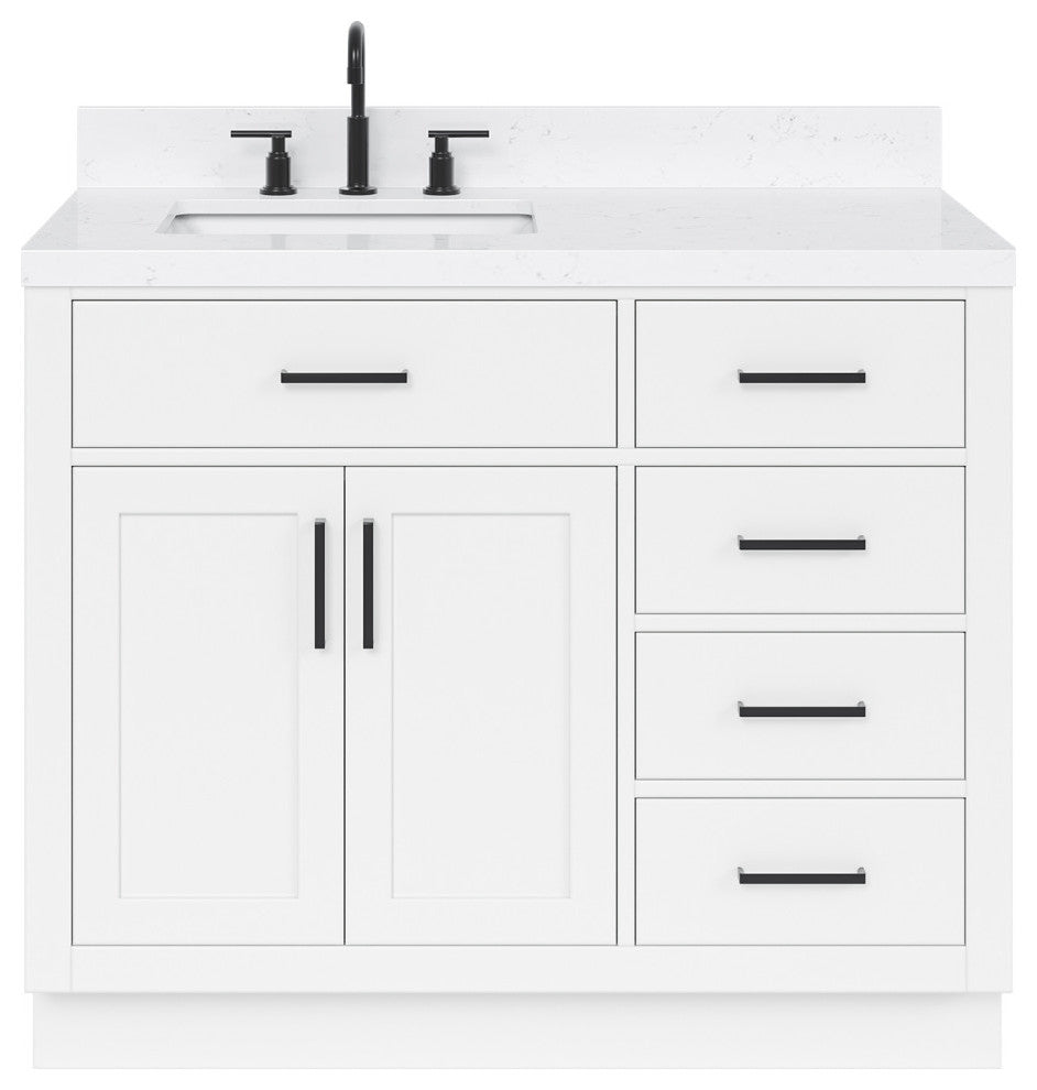 Ariel Hepburn 42" Single Rectangle Sink Vanity, Carrara Quartz