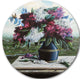 Lilac In Blue Jug, Floral Digital Art Round Wall Art, 11"