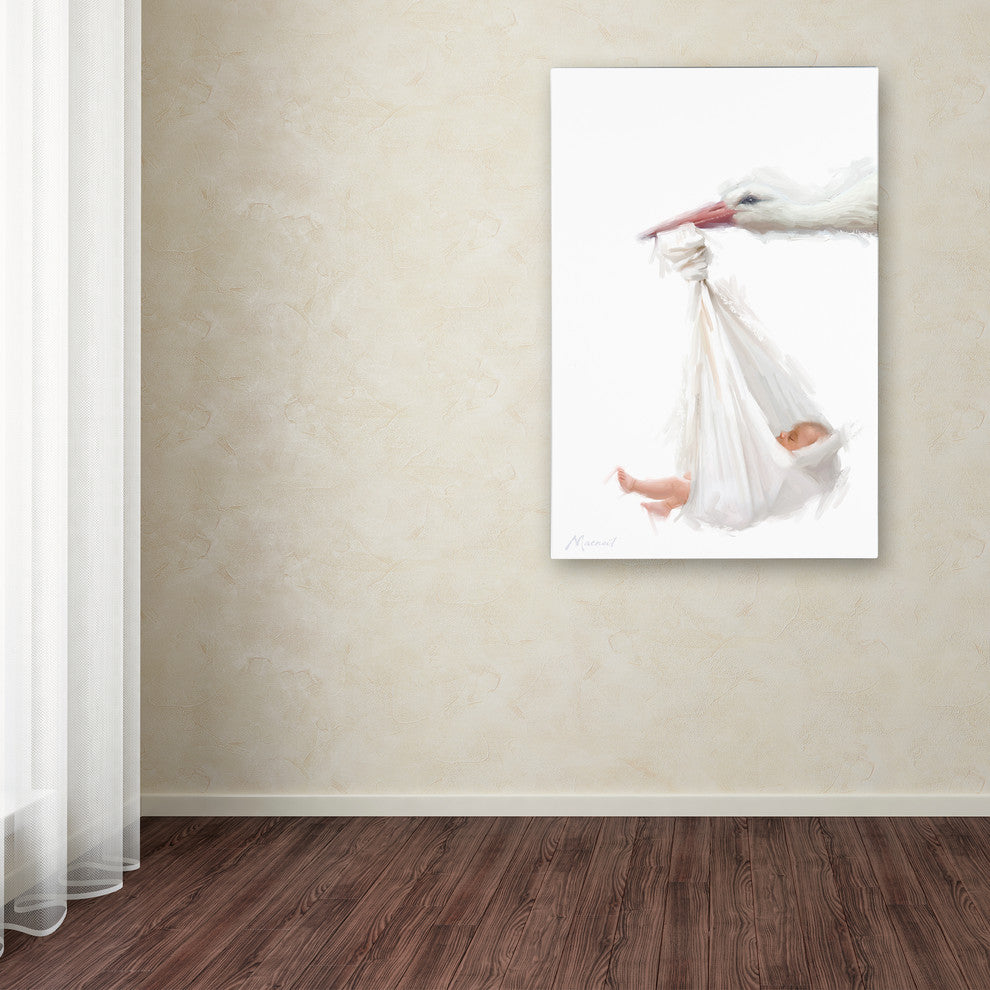 The Macneil Studio ''Stork and Baby'' Canvas Art, 12" x 19"