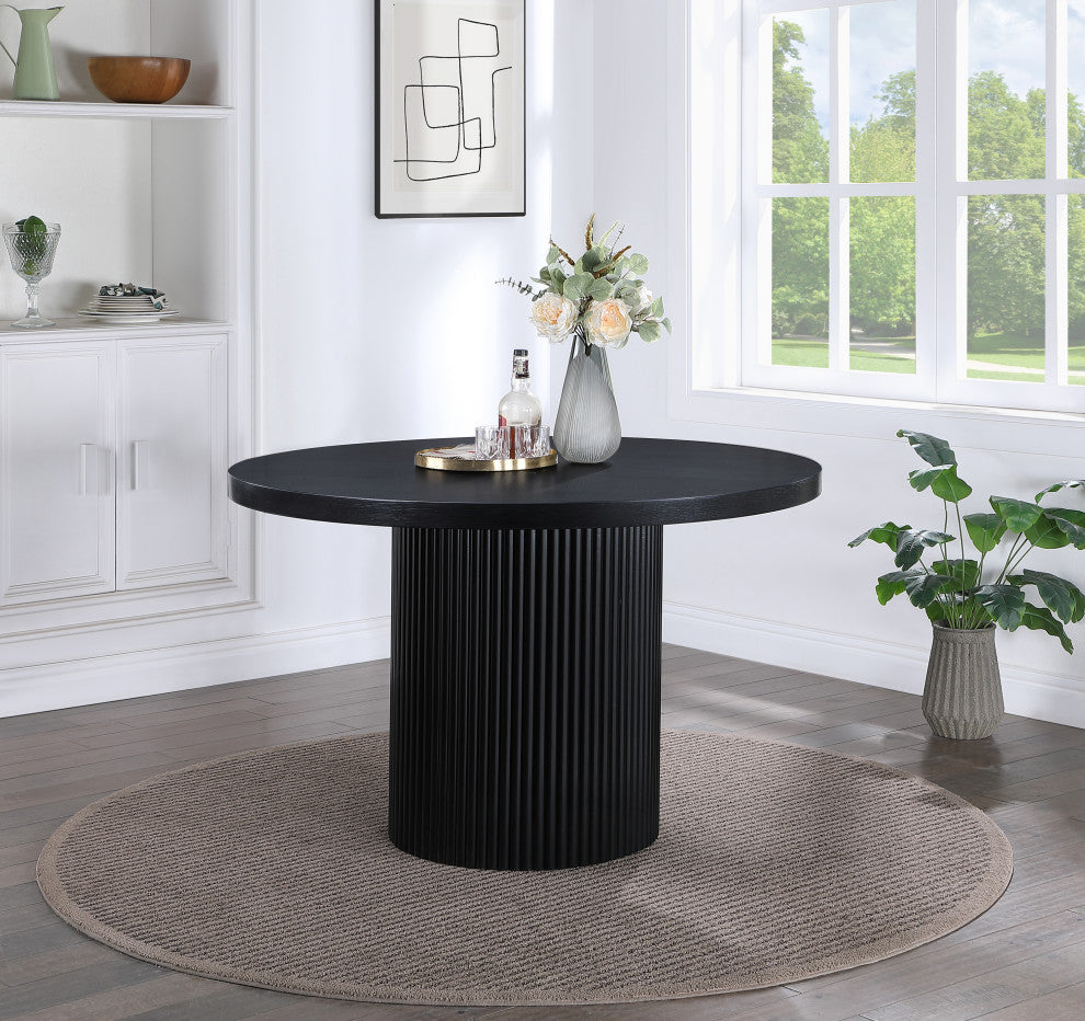 Belinda Beech Wood Dining Table, Black, 48" W x 48" D x 31" H