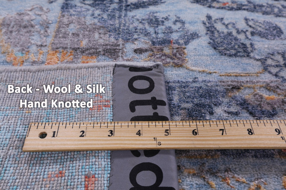 8' 11" X 12' 0" Persian Wool and Silk Hand Knotted Rug Q11787