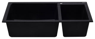 ALFI AB3319DI-BLA Black 34" Double Bowl Drop In Granite Composite Kitchen Sink