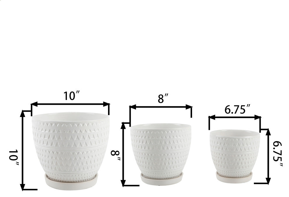 Mtwh Pharaoh Ceramic Pot On Saucer, Set of 3