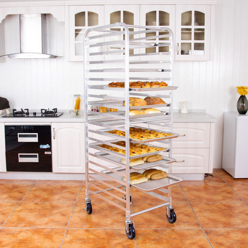 Costway 20 Sheet Aluminum Bun Pan Bakery Rack Rolling Kitchen 26''''x 20'''' x 70''''