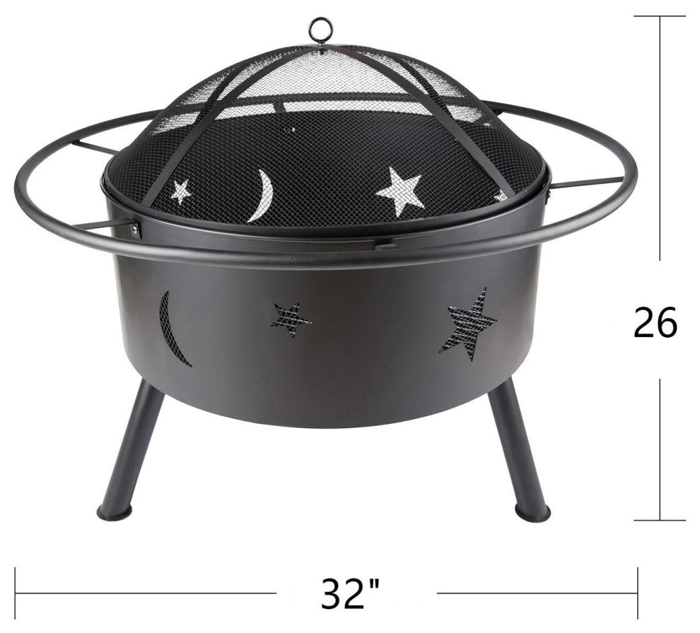 26.4'' H x 32'' W Iron Wood Burning Outdoor Fire Pit