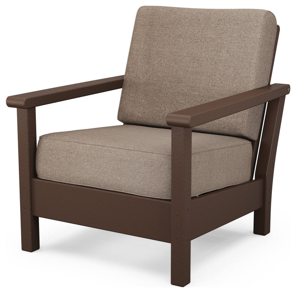 Polywood Harbour Deep Seating Chair, Mahogany / Spiced Burlap