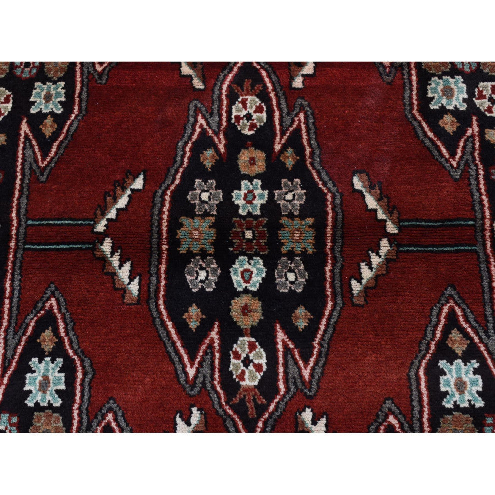 Barn Red New Persian Mazlagan Design Pure Wool Hand Knotted Rug 3'6" x 4'8"