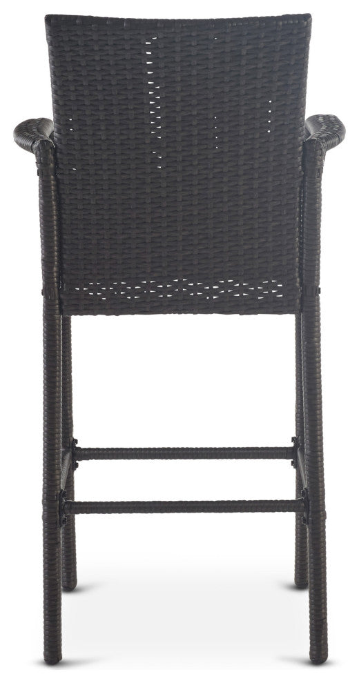 GDF Studio Dunedin Outdoor Gray Wicker Barstools, Set of 4