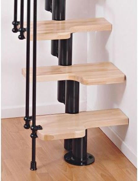 Arke Karina Space Saving Modular Stairway Kits, Black Gloss Enamel, 97"-120-3
