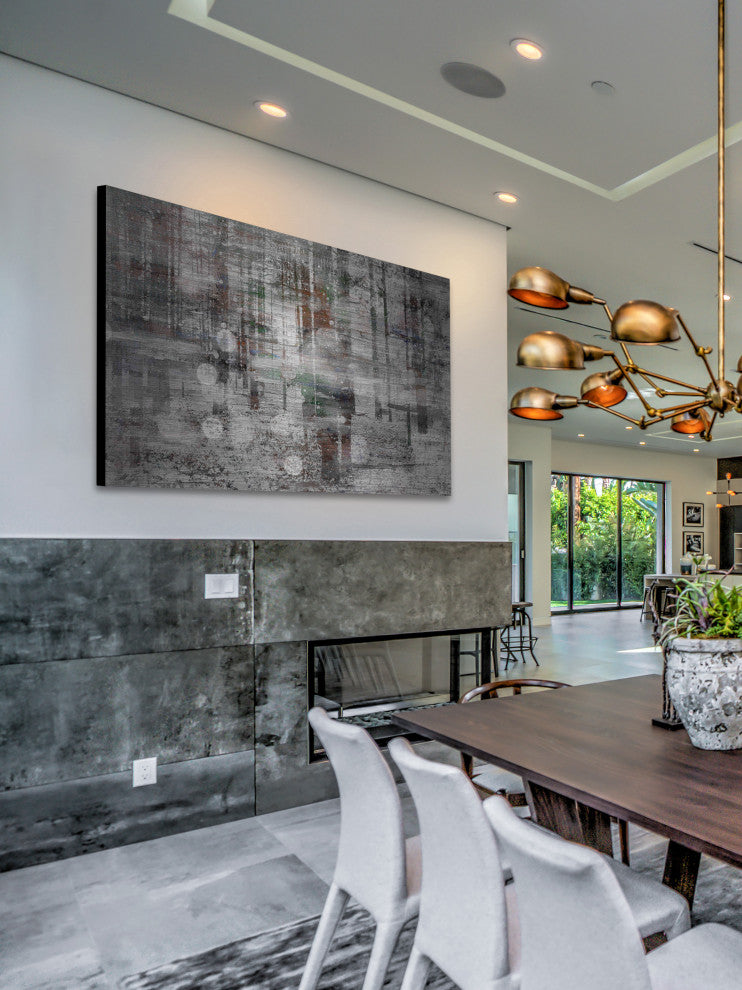 "Winter Tree Lights" Painting Print on Brushed Aluminum, 60"x40"