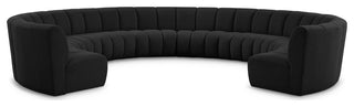 Infinity Black Boucle Fabric Upholstered Arc Shaped Modular Sectional, Black, 10-Piece, Arc-Shaped