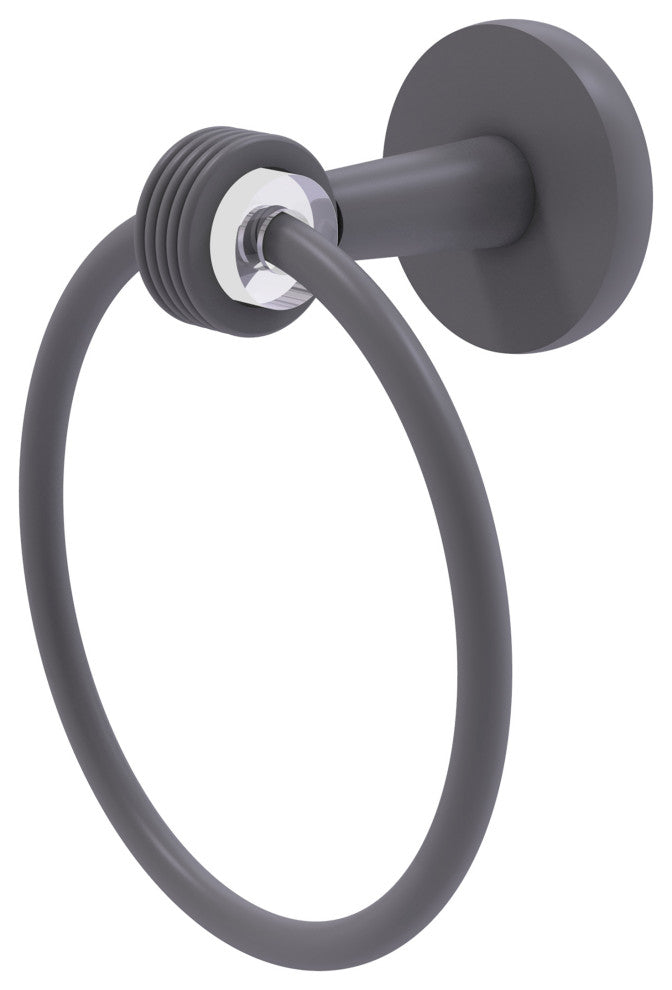 Clearview Towel Ring with Groovy Accents, Matte Gray