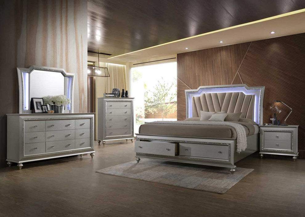 Acme Kaitlyn Queen Bed With LED & Storage