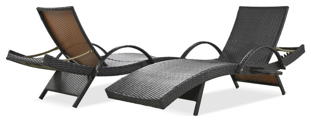 Gewnee Outdoor Wicker Chaise Lounge Chairs Set of 2