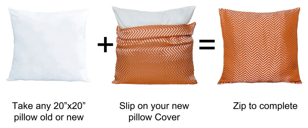 Chevron Jacquard Valance and Pillow Shell Sets , Burnt Orange, 20" X 20" / 56" X