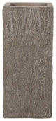 Berkamn Outdoor Medium and Small Cast Stone Planters, Set of 2, Brown Wood