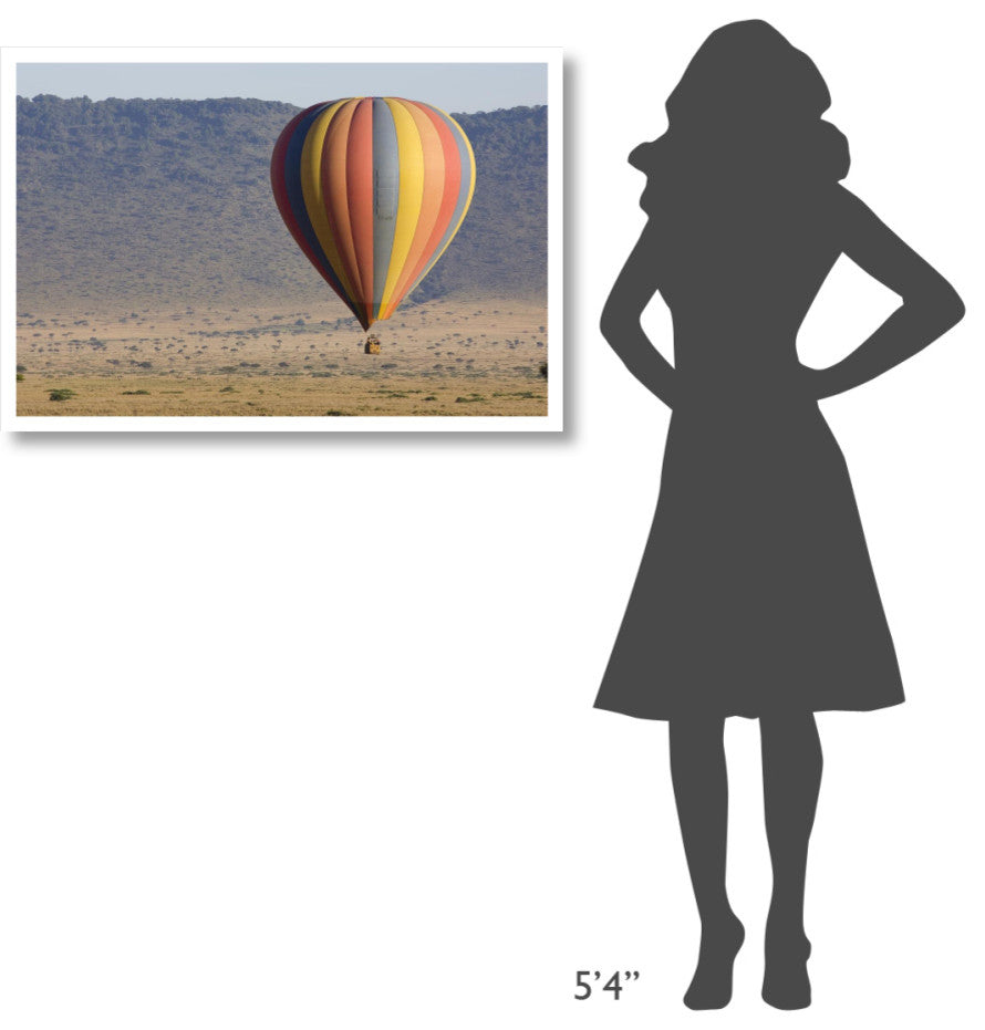 "Hot air balloon over savanna, Masai Mara Triangle, Kenya" Paper Art, 38"x26"
