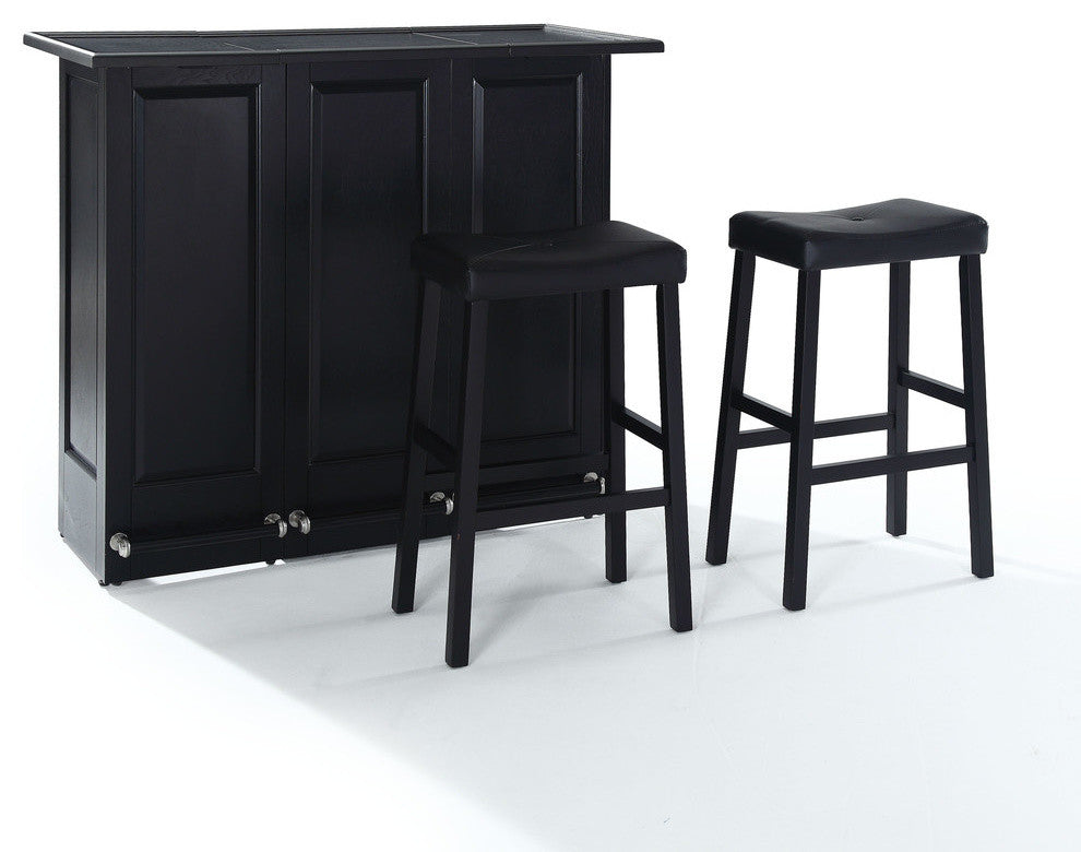 Mobile Folding Bar With 29" Upholstered Saddle Seat