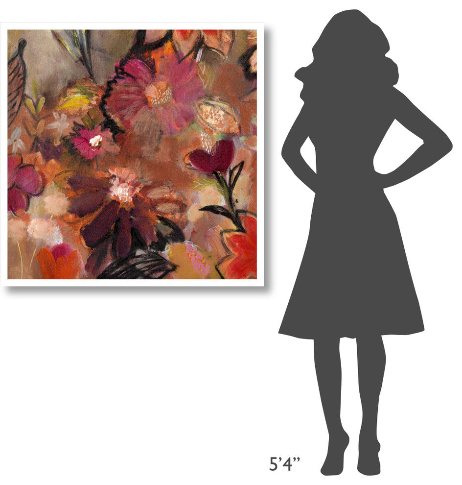 "Garden of a Joyful Day BL" Digital Paper Print by Joan Elan Davis, 38"x38"
