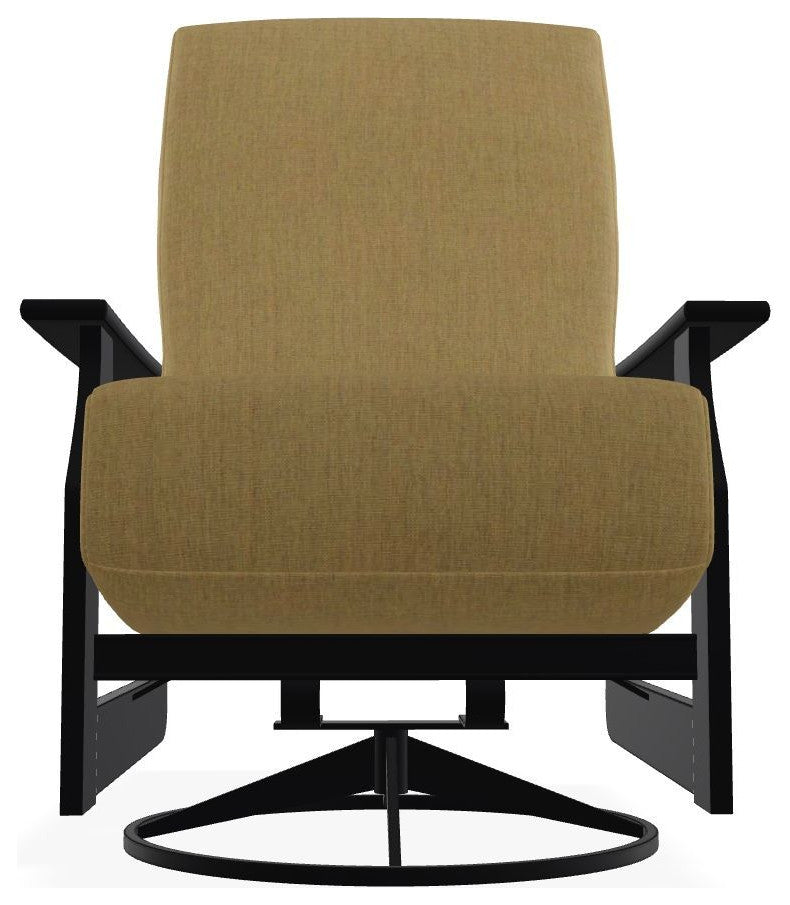 St. Catherine Deep Seat Outdoor Swivel Rocker, Stucco/Black