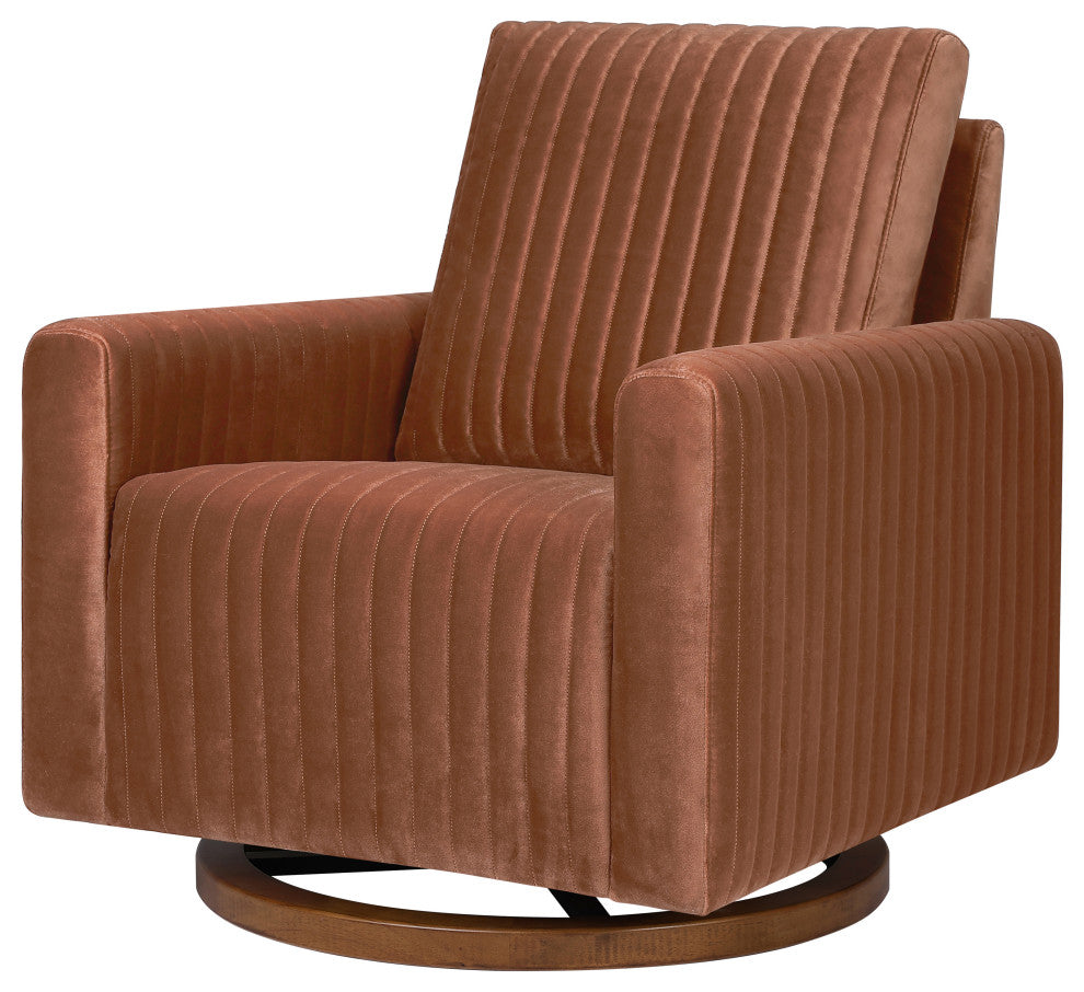 Poe Channeled Swivel Glider, Water Repellent and Stain Resistant, Rust Velvet