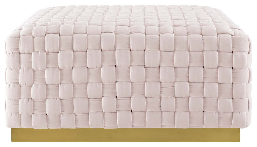 Accent Chair Ottoman, Square, Velvet, Pink, Modern, Living Lounge Hospitality